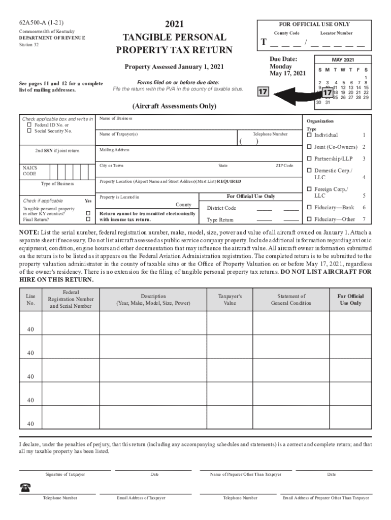 Ky Tangible Property Tax Return 2021 Fill Online Printable Fillable 