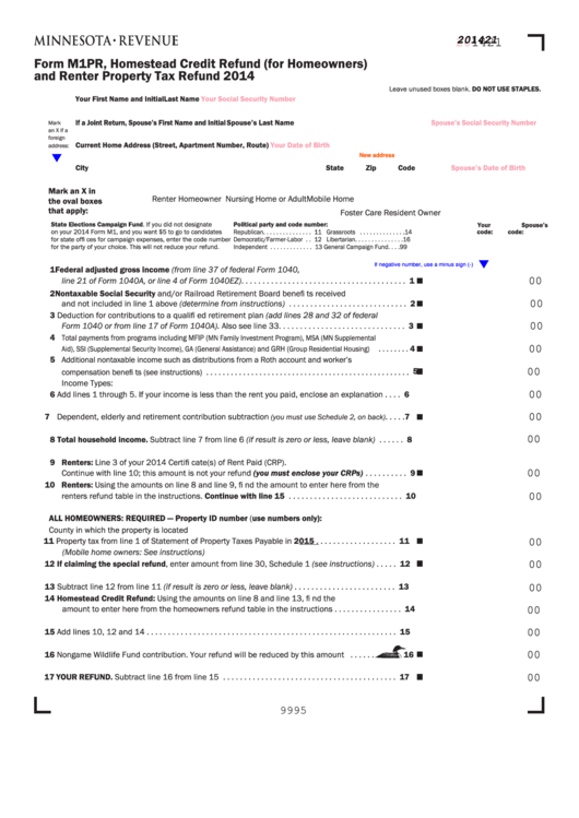 Minnesota 2015 Property Tax Refund