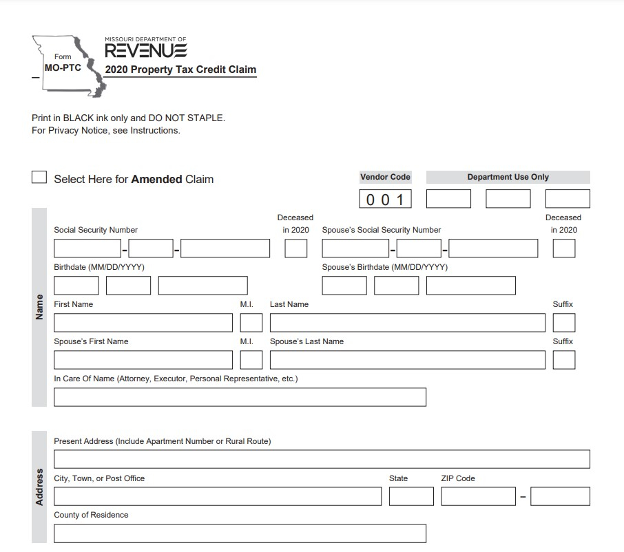 Missouri Rent Rebate 2023 Printable Rebate Form