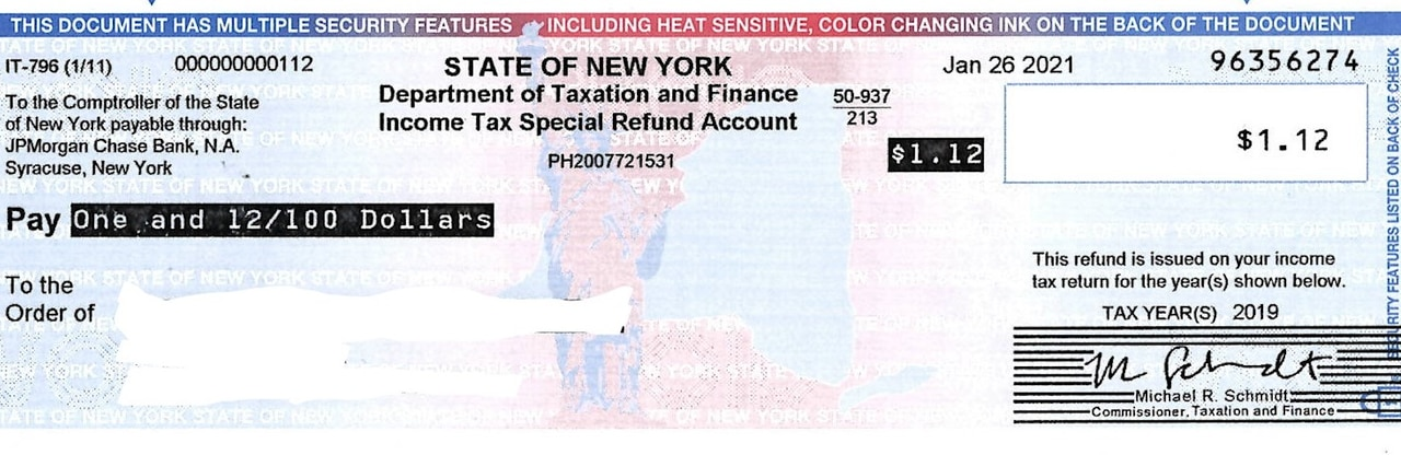 NY Sends Tiny Checks To Pay Interest On Last Year s Tax Refund