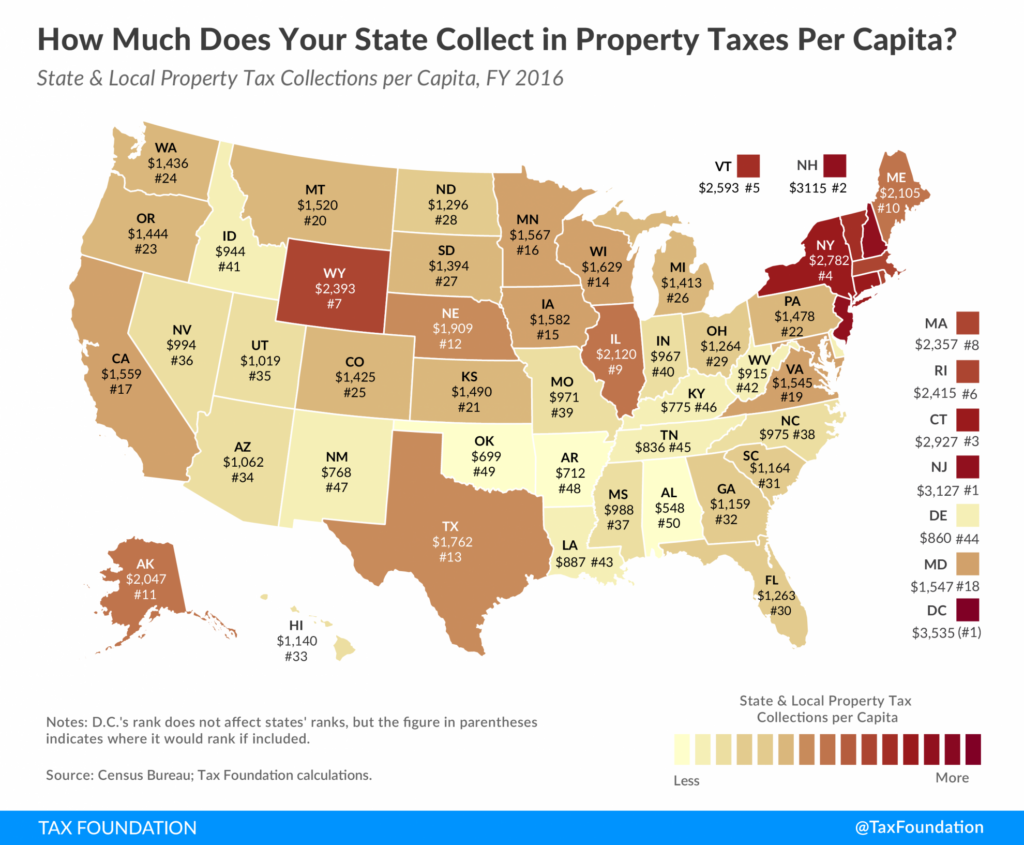 Property Taxes By State Map Map Vector